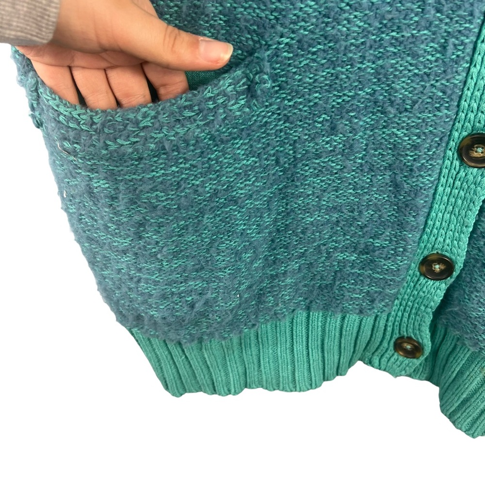 Free People Snow Drop Cardigan Slouchy Oversized Grandpa Sweater Size M Blue - Picture 7 of 15